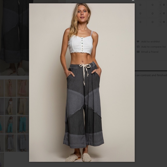 POL “ Sacred Falls” POL Cropped Wide Leg Lightweight Mix Fabric Flowy Pants SR31 - Picture 4 of 4